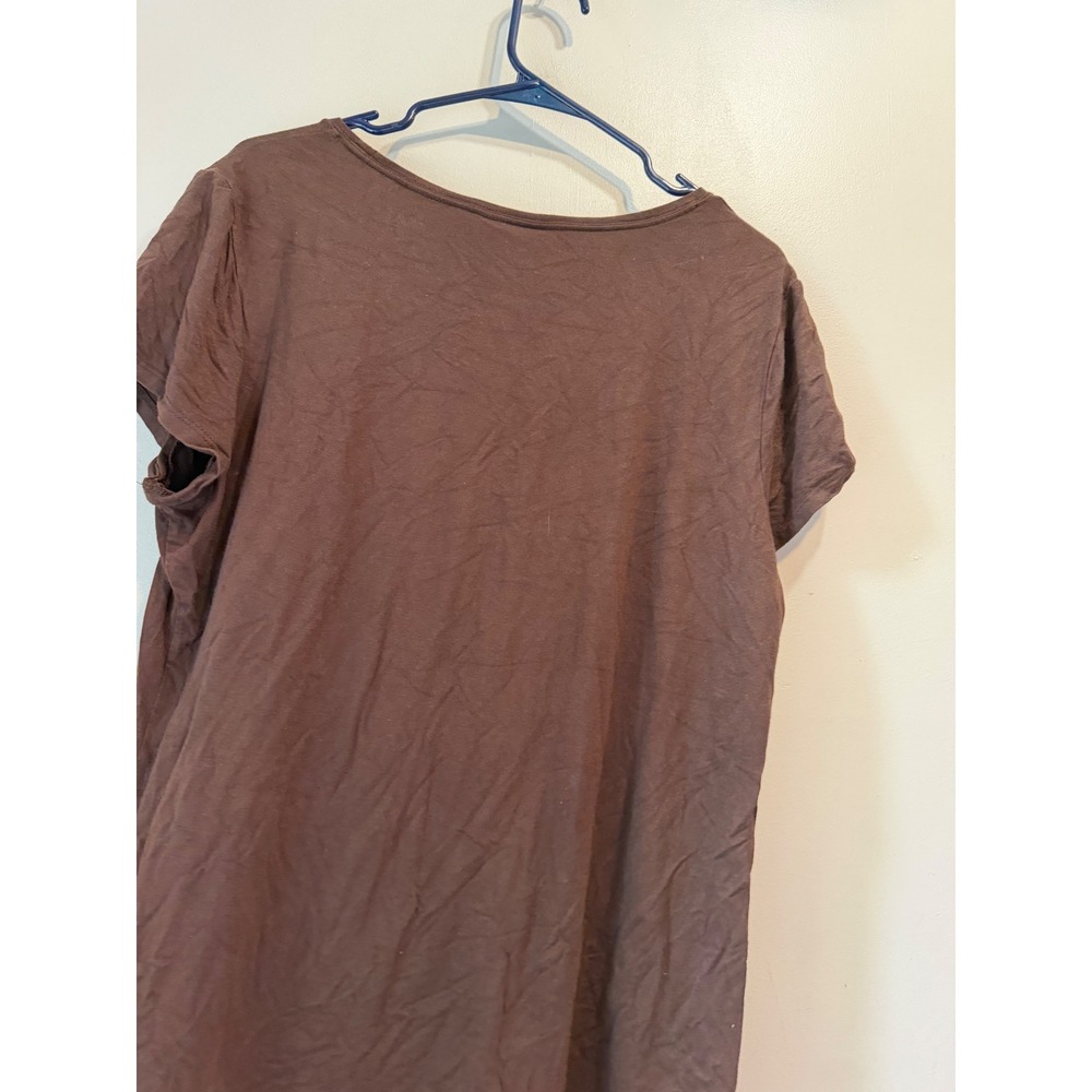 Attention‎ Womens XXL Brown Scoop Neck Short Sleeve Stretch Knit T-Shirt Tee - Picture 4 of 8